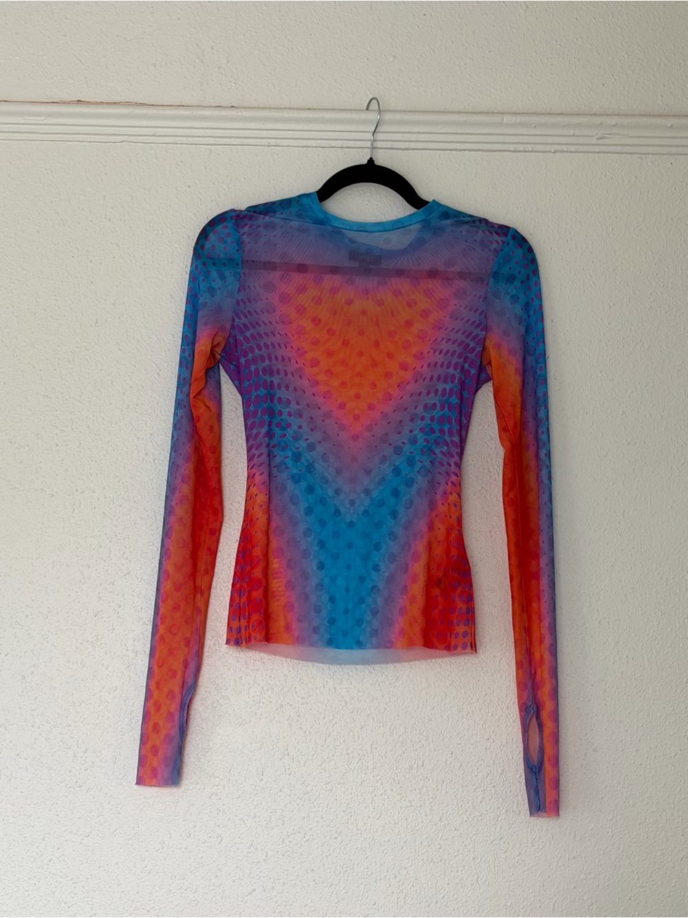 AFRM Long Sleeve Sheer Mesh Top in Blue, Orange & Purple